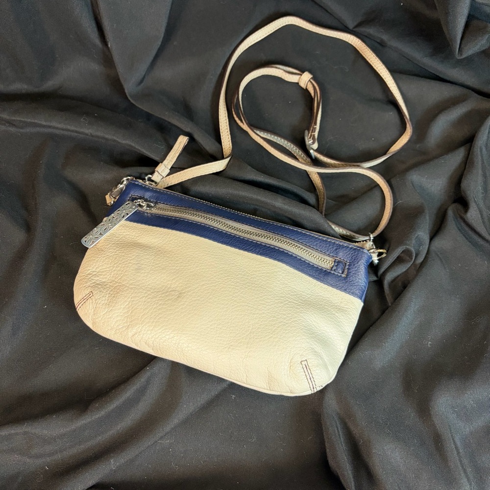 Brighton Crossbody Bag in Cream and Blue